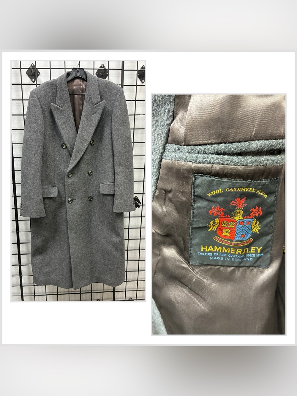 Hammersley men’s coat /Crombie/ outdoor cashmere wool blend made in England 40R
